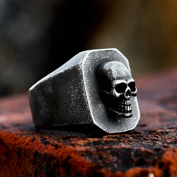 Anillos góticos vintage de calavera negra sencilla para hombre