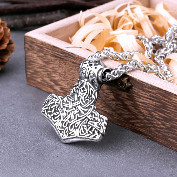 Collar vikingo de acero inoxidable con martillo de Thor para hombre