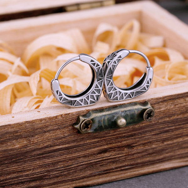 Pendientes de aro con runas celtas vikingas para hombre, amuleto nórdico de moda.
