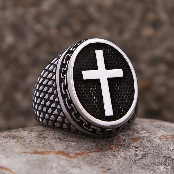 Anillos cruzados de religión cristiana punk vintage para hombres y mujeres