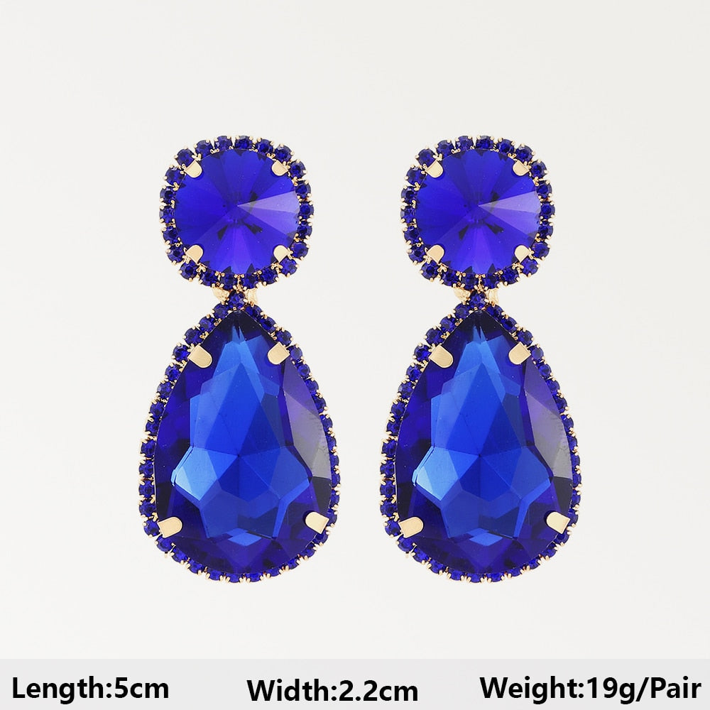 Dark Blue Series Long Dangle Drop Earrings For Women