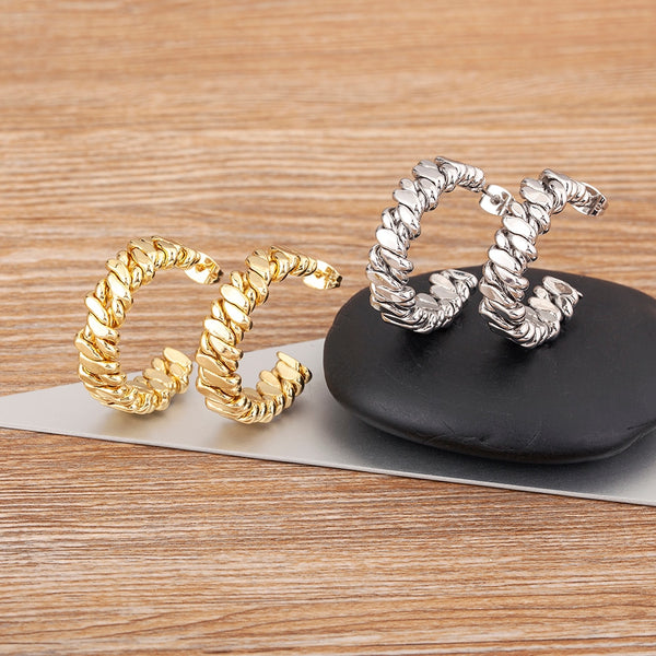 Pendientes geométricos de metal retro de moda Ins para mujer