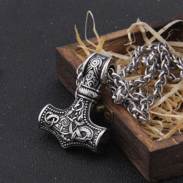 Collar con colgante Mjolnir del martillo de Thor, vikingo, escandinavo, nórdico, vikingo, para hombre.
