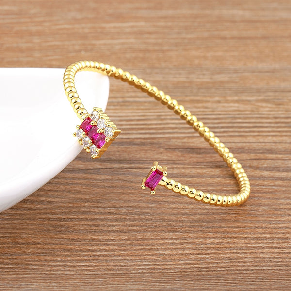 Pulsera ajustable de lujo con circonitas brillantes en 4 colores para mujer
