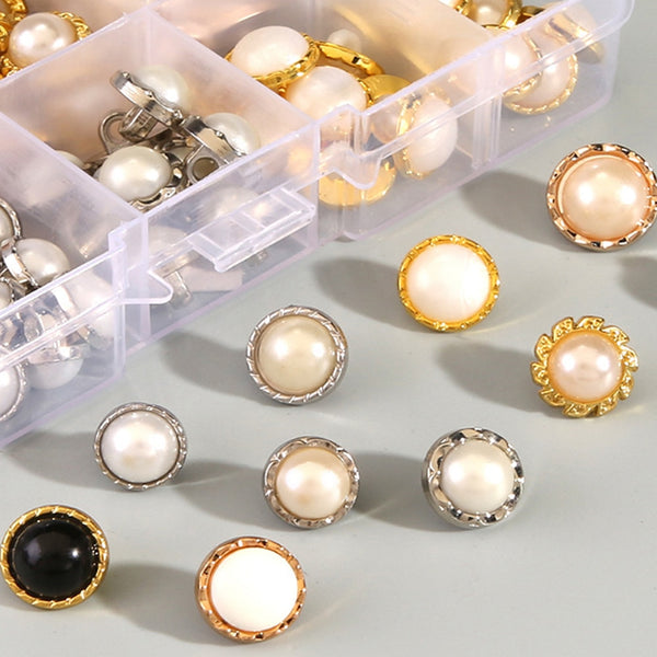1 caja de 100 botones de plástico decorativos para blusa y cárdigan de mujer con perlas