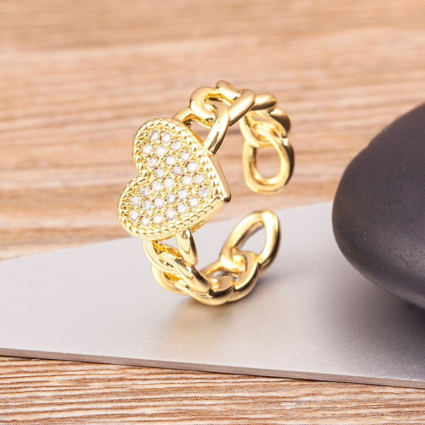 Anillos ajustables abiertos con forma de corazón para mujer