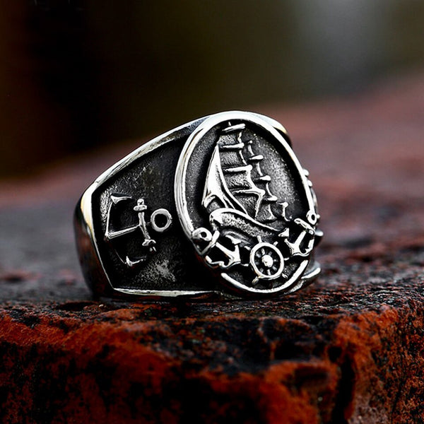 Anillos de ancla vikingos vintage de acero inoxidable para hombres y mujeres