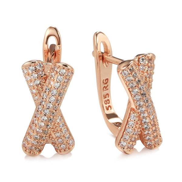 Nuevos pendientes de boda de oro rosa 585 para mujer