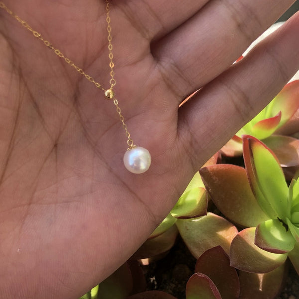 Collares colgantes de acero inoxidable con perla blanca