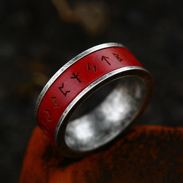 Anillo de palisandro con runas vikingas vintage de nuevo diseño para hombres y mujeres