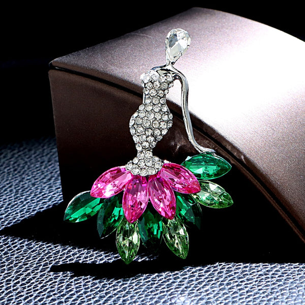 Rhinestone Beautiful Girl Brooches For Wome
