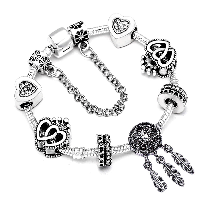 Fashion Bear Palm Dreamcatcher Feather Charm Bracelets For Women