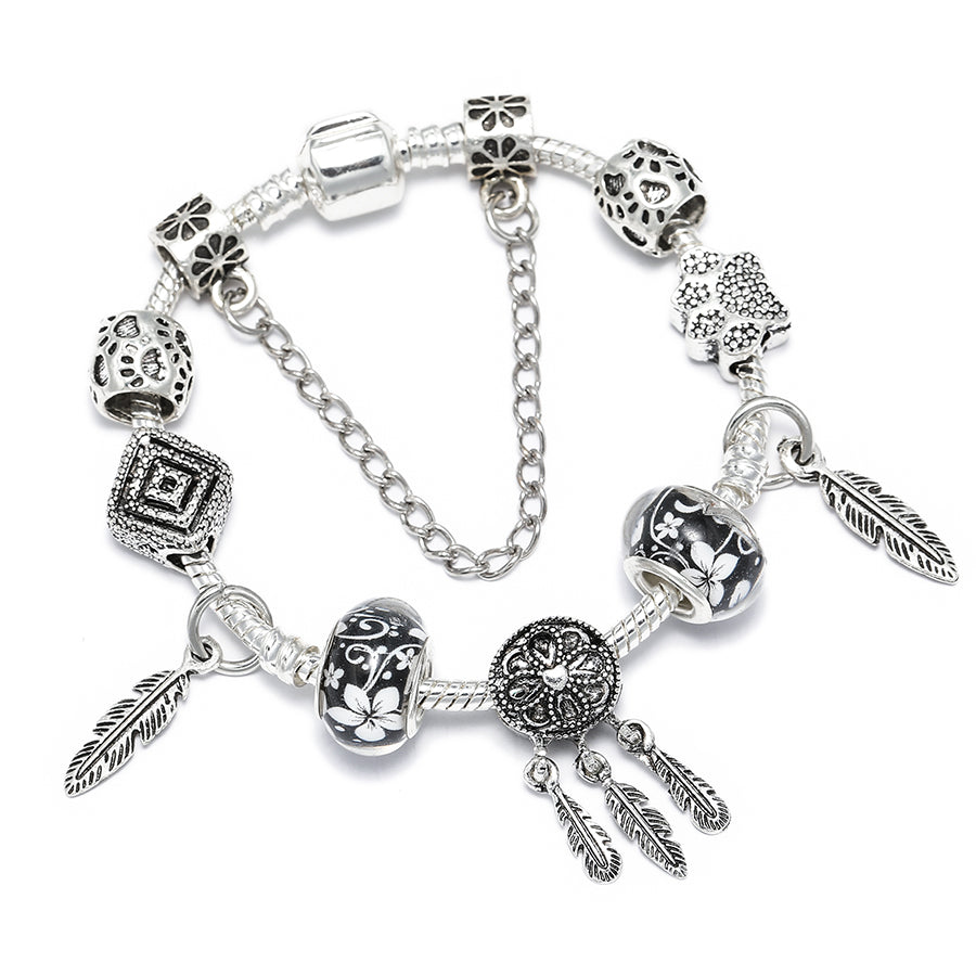 Fashion Bear Palm Dreamcatcher Feather Charm Bracelets For Women