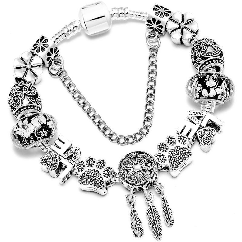 Fashion Bear Palm Dreamcatcher Feather Charm Bracelets For Women