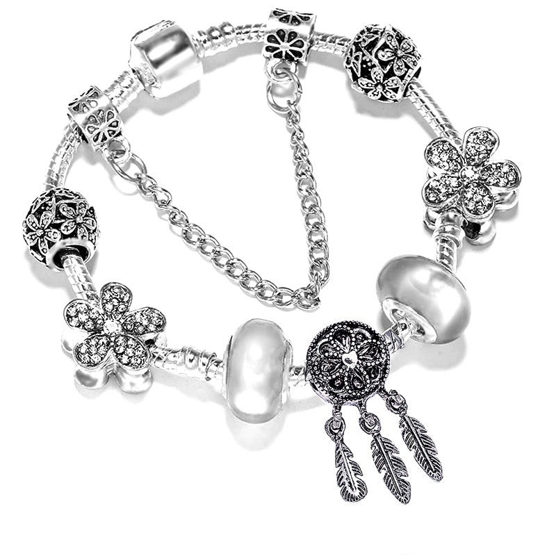 Fashion Bear Palm Dreamcatcher Feather Charm Bracelets For Women
