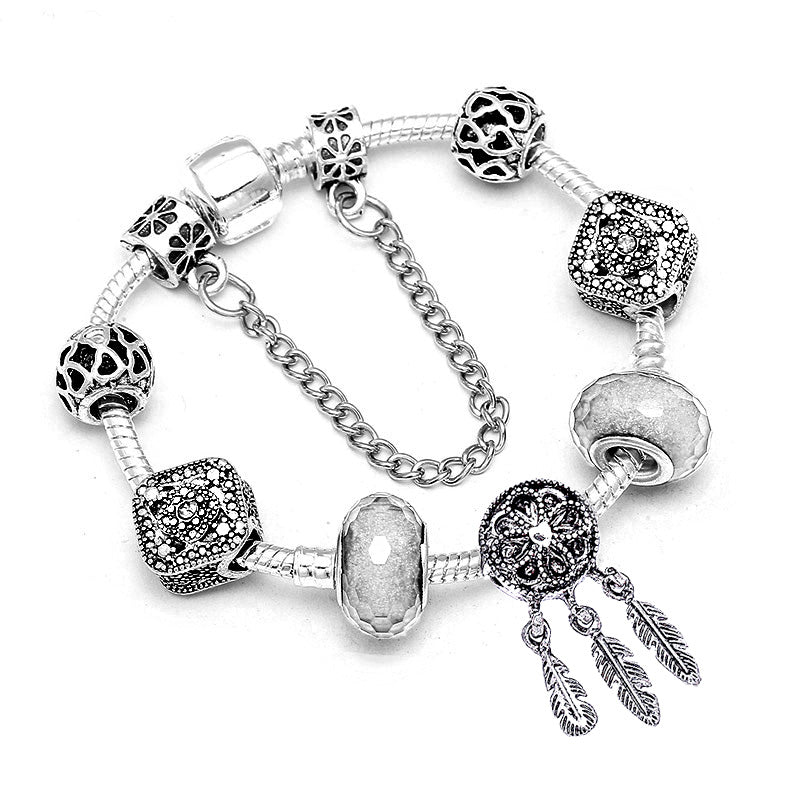 Fashion Bear Palm Dreamcatcher Feather Charm Bracelets For Women