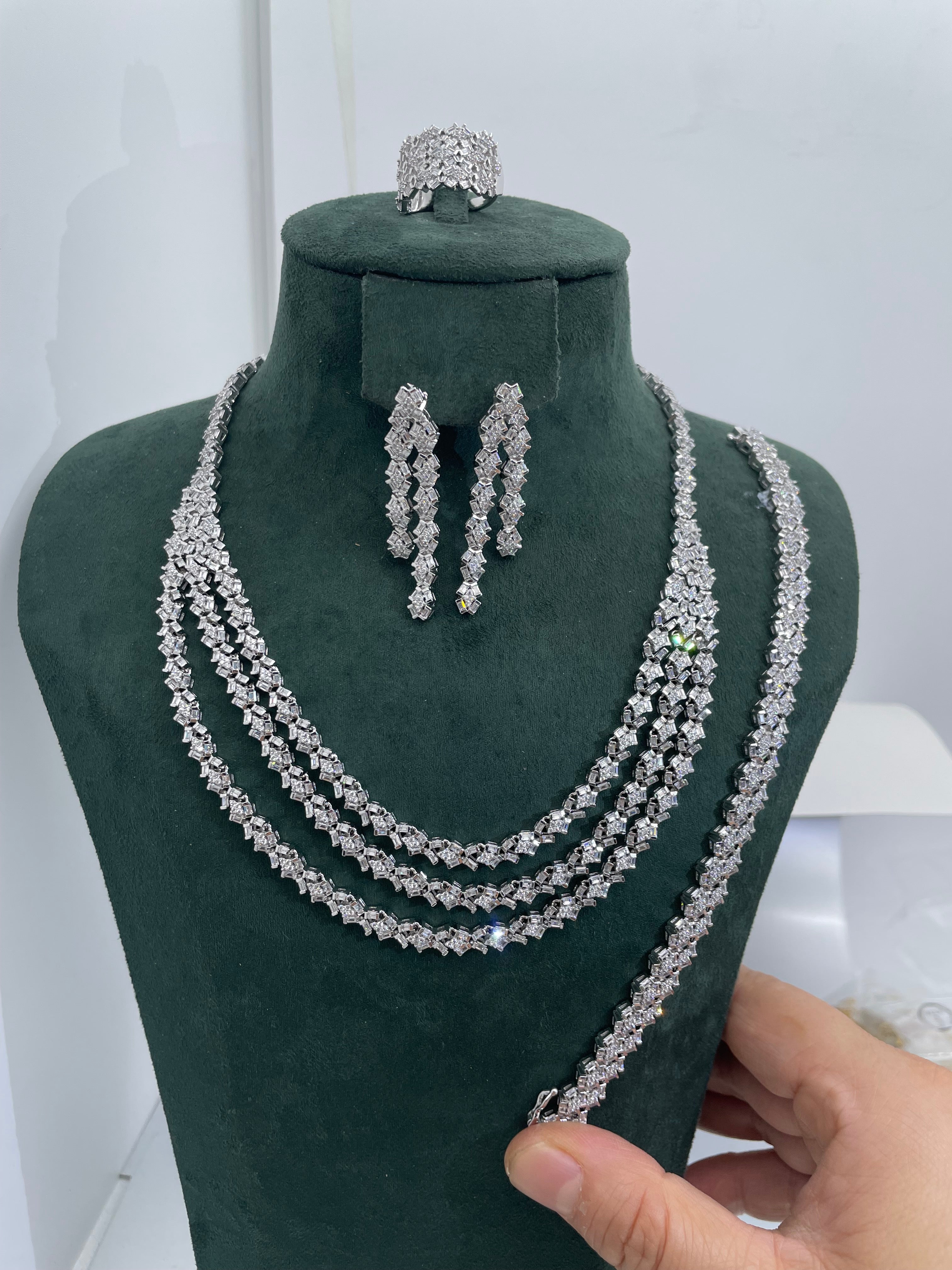 4 pcs CZ Crystal Bridal Zirconia Full Jewelry Sets For Women