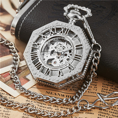 Luxury Unique Hexagonal Roman Number Pocket Watch