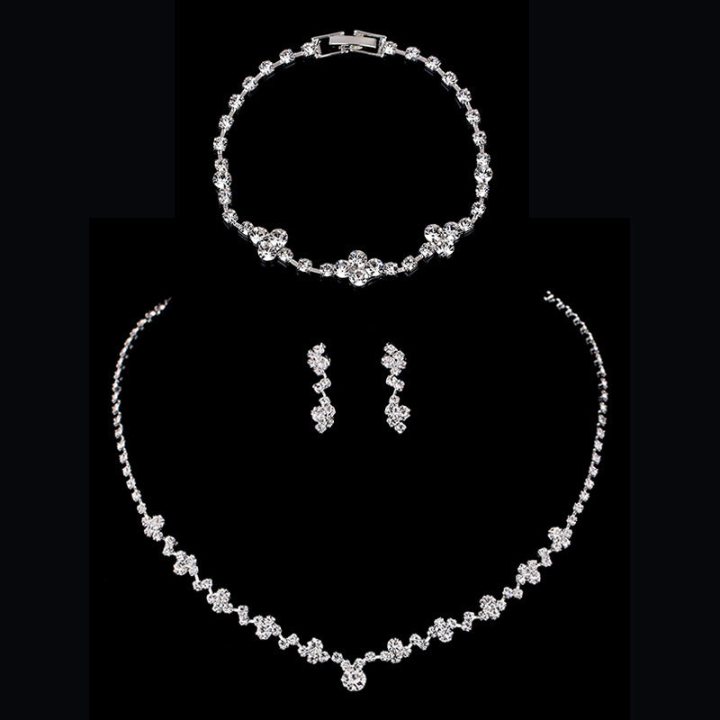 Silver Color Geometric Choker Crystal Wedding Jewelry Sets