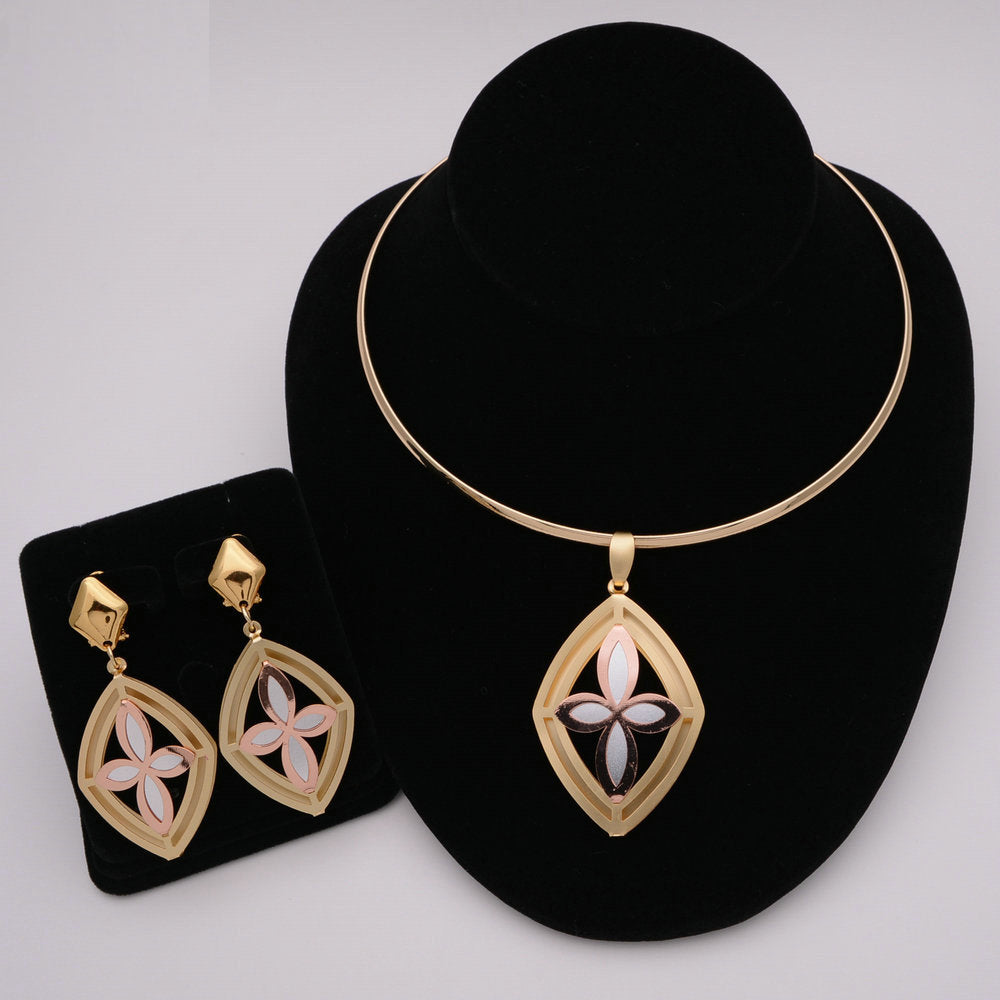 African Round Necklace Bracelet Dubai Gold Jewelry Sets