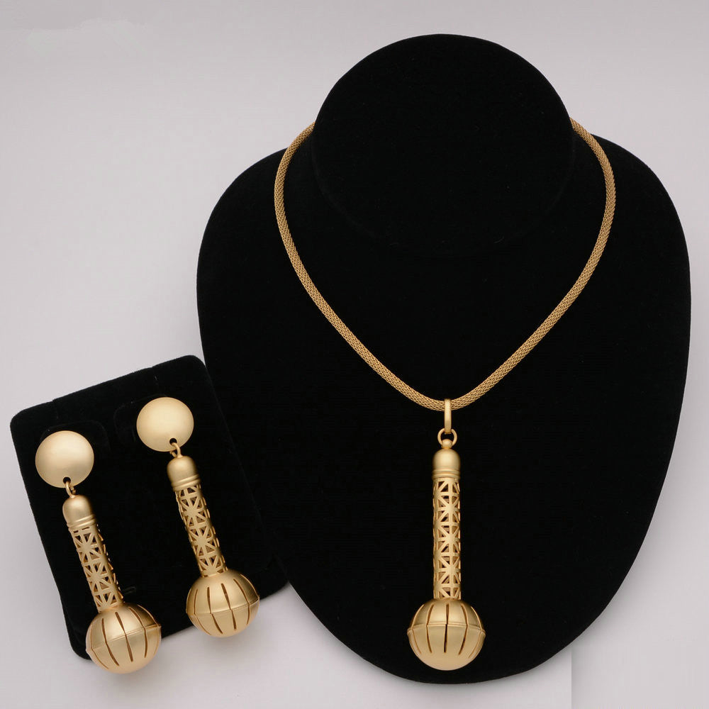 African Round Necklace Bracelet Dubai Gold Jewelry Sets