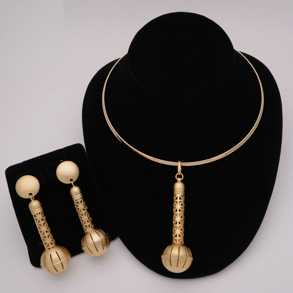 African Round Necklace Bracelet Dubai Gold Jewelry Sets