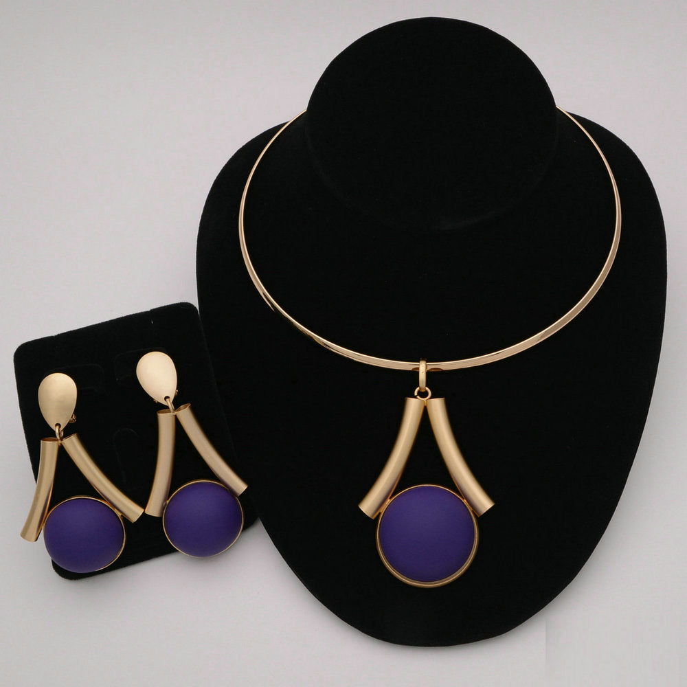 African Round Necklace Bracelet Dubai Gold Jewelry Sets
