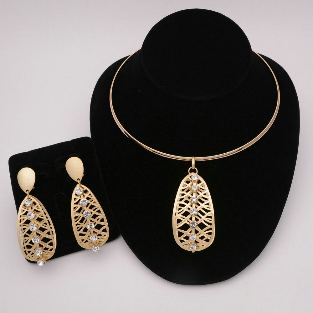 African Round Necklace Bracelet Dubai Gold Jewelry Sets