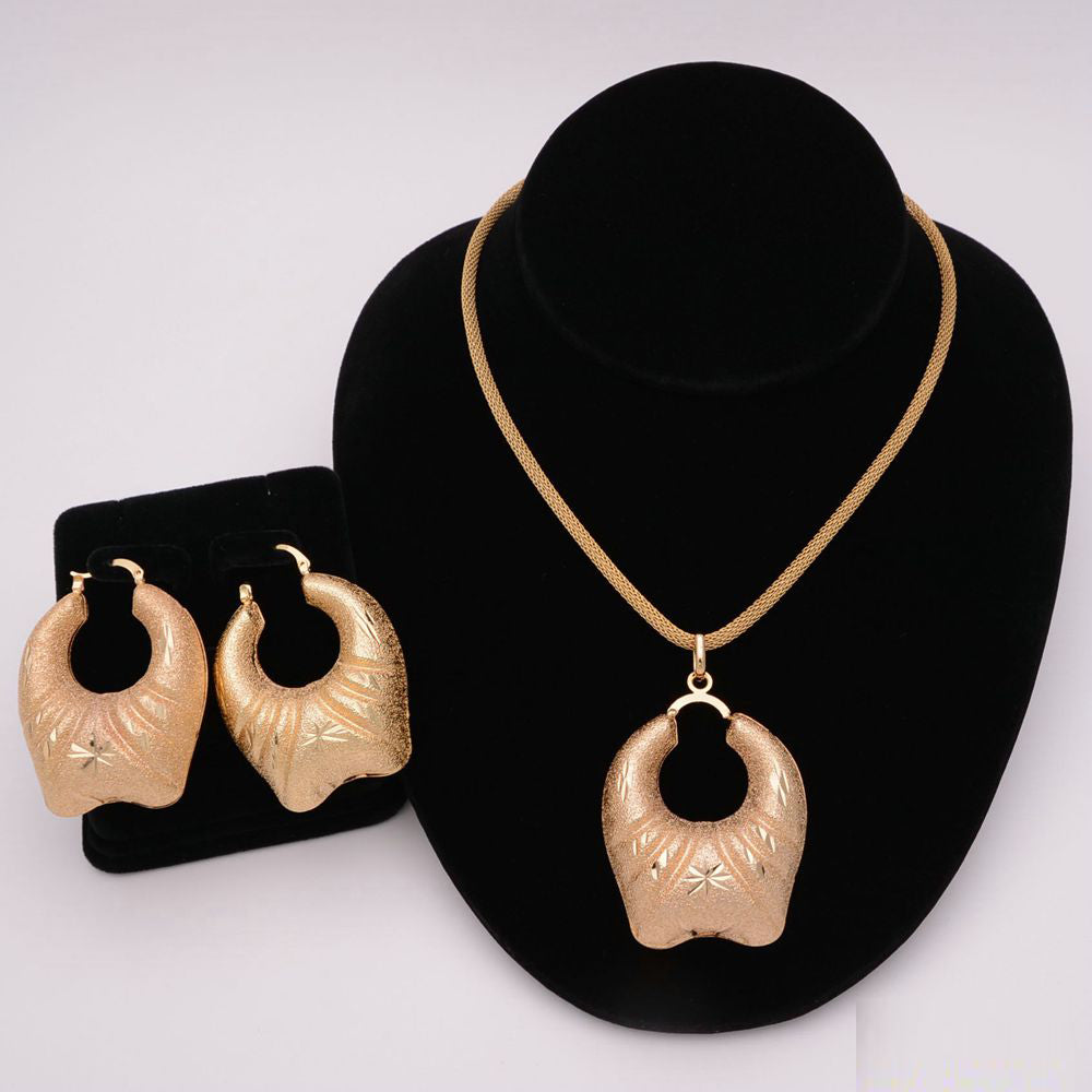 African Round Necklace Bracelet Dubai Gold Jewelry Sets