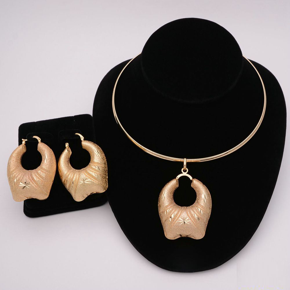 African Round Necklace Bracelet Dubai Gold Jewelry Sets