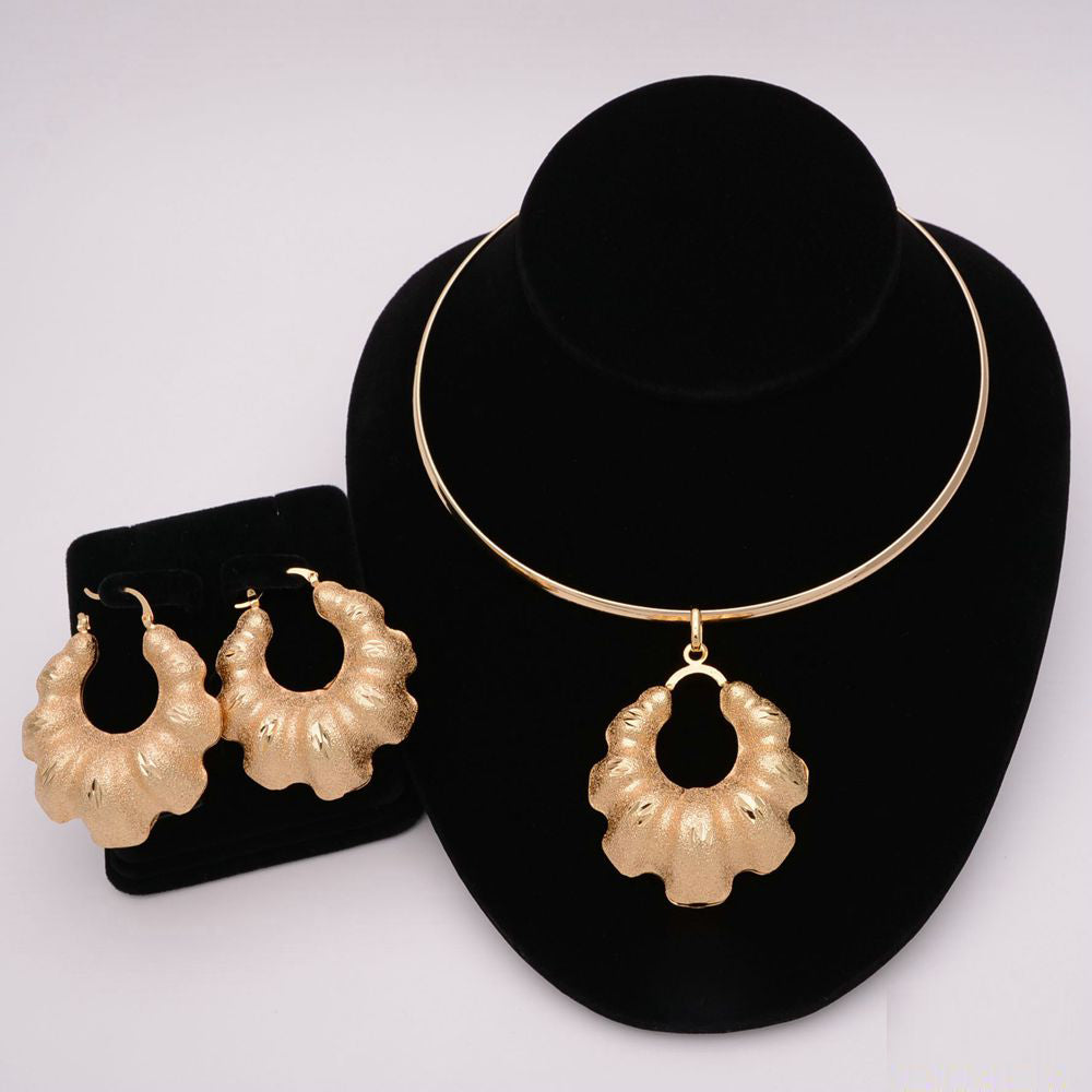 African Round Necklace Bracelet Dubai Gold Jewelry Sets