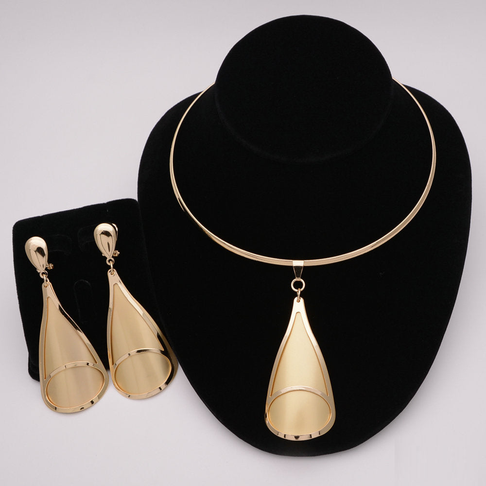 African Round Necklace Bracelet Dubai Gold Jewelry Sets