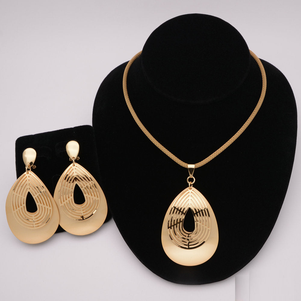 African Round Necklace Bracelet Dubai Gold Jewelry Sets