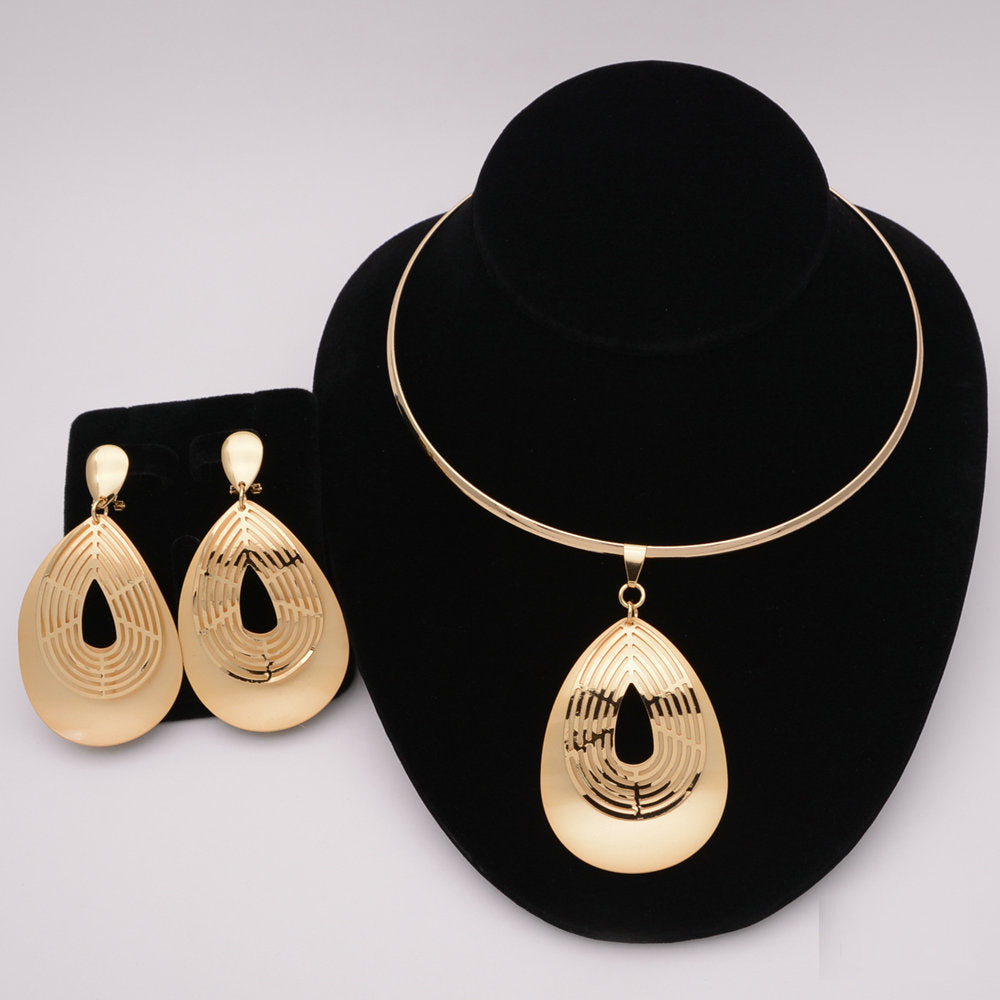 African Round Necklace Bracelet Dubai Gold Jewelry Sets