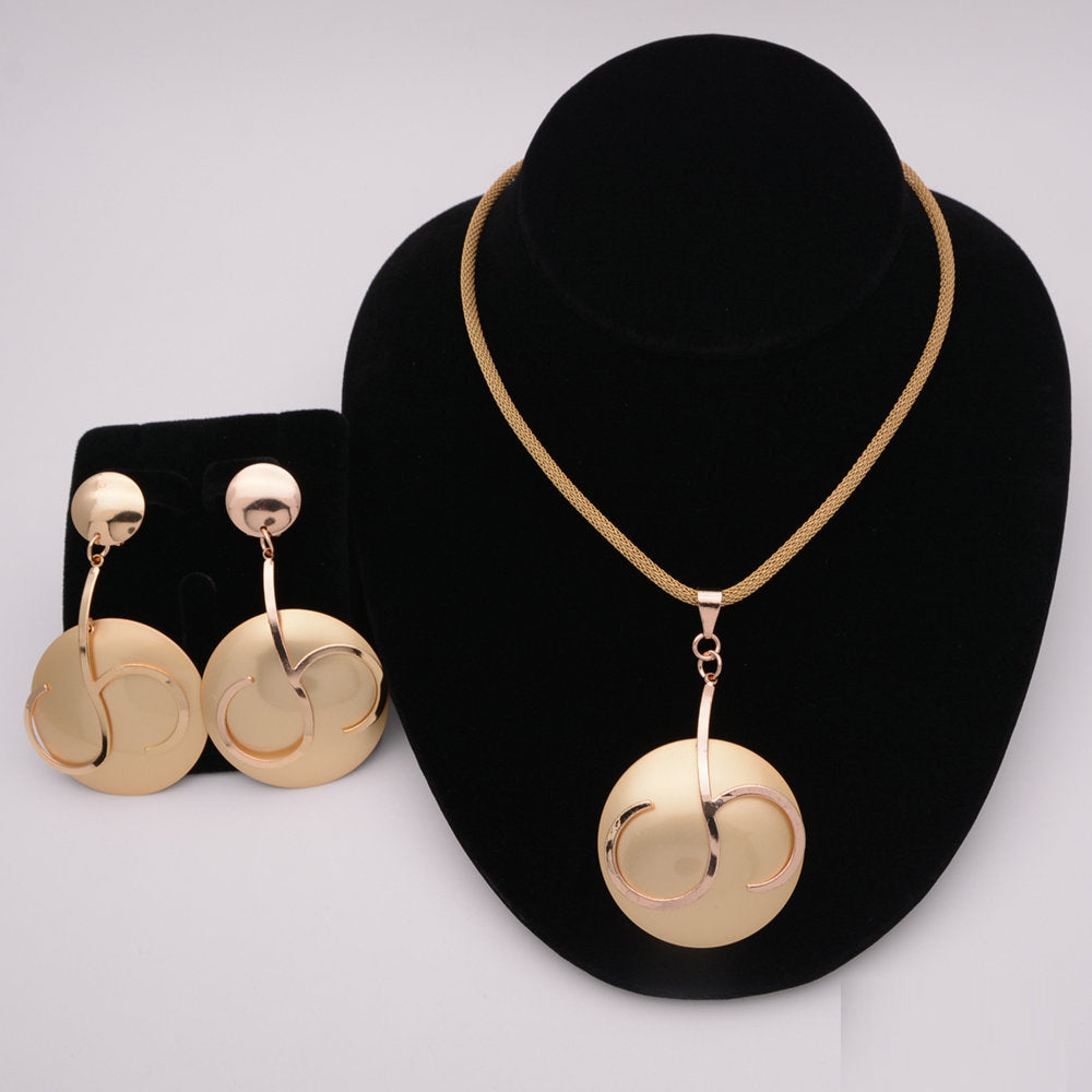 African Round Necklace Bracelet Dubai Gold Jewelry Sets