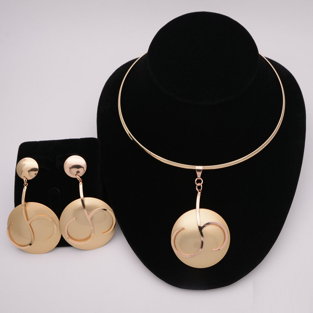 African Round Necklace Bracelet Dubai Gold Jewelry Sets