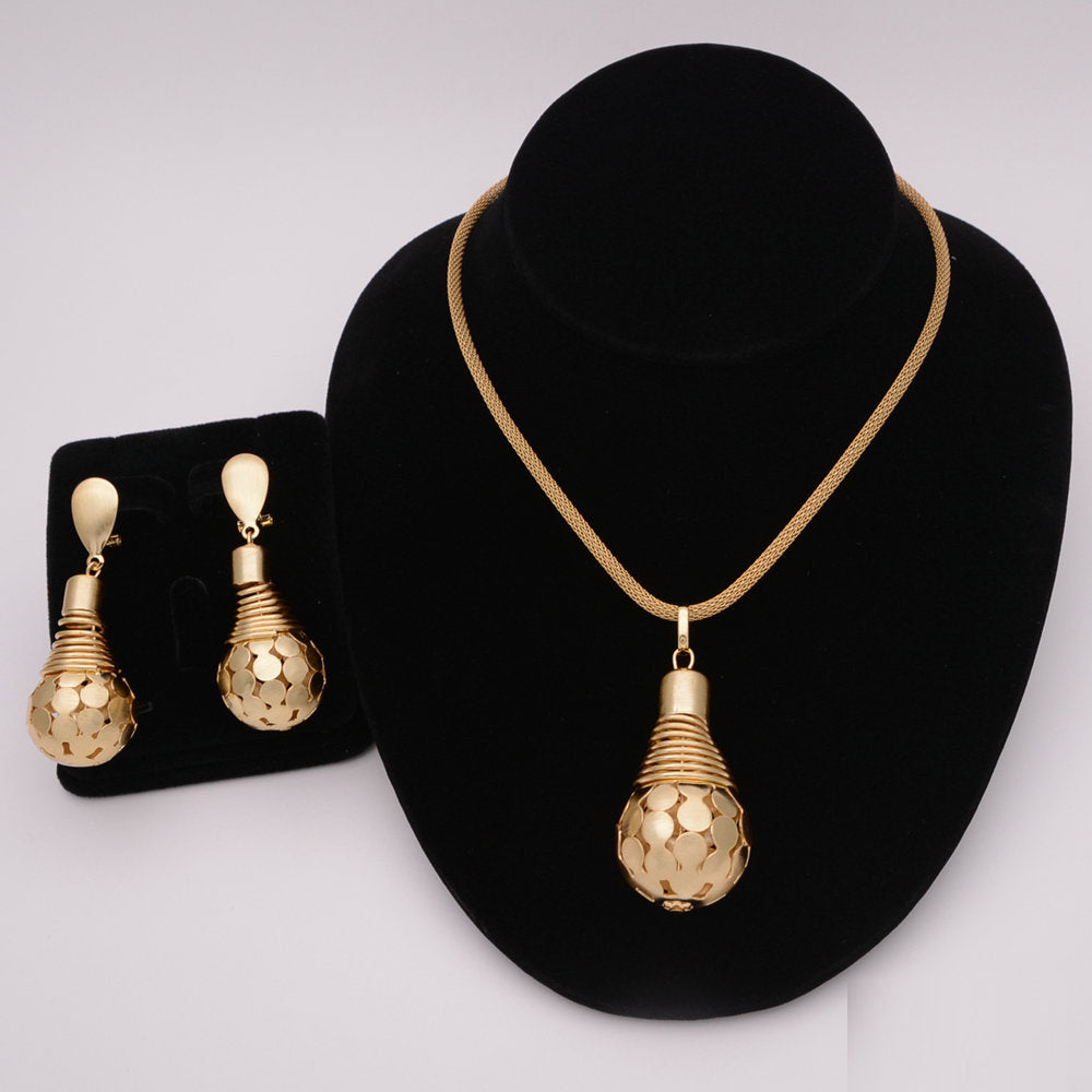 African Round Necklace Bracelet Dubai Gold Jewelry Sets