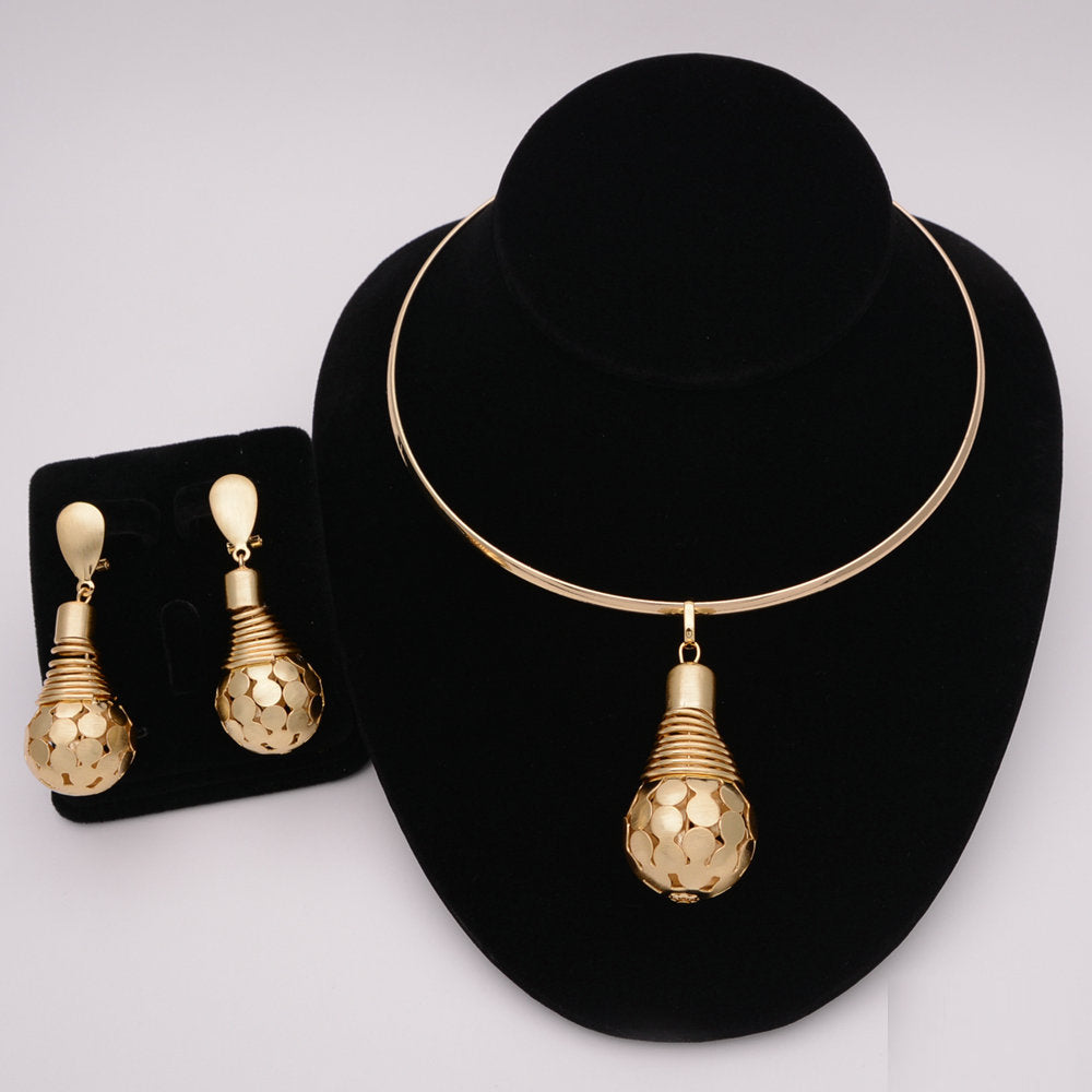 African Round Necklace Bracelet Dubai Gold Jewelry Sets