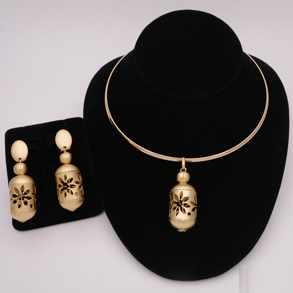 African Round Necklace Bracelet Dubai Gold Jewelry Sets