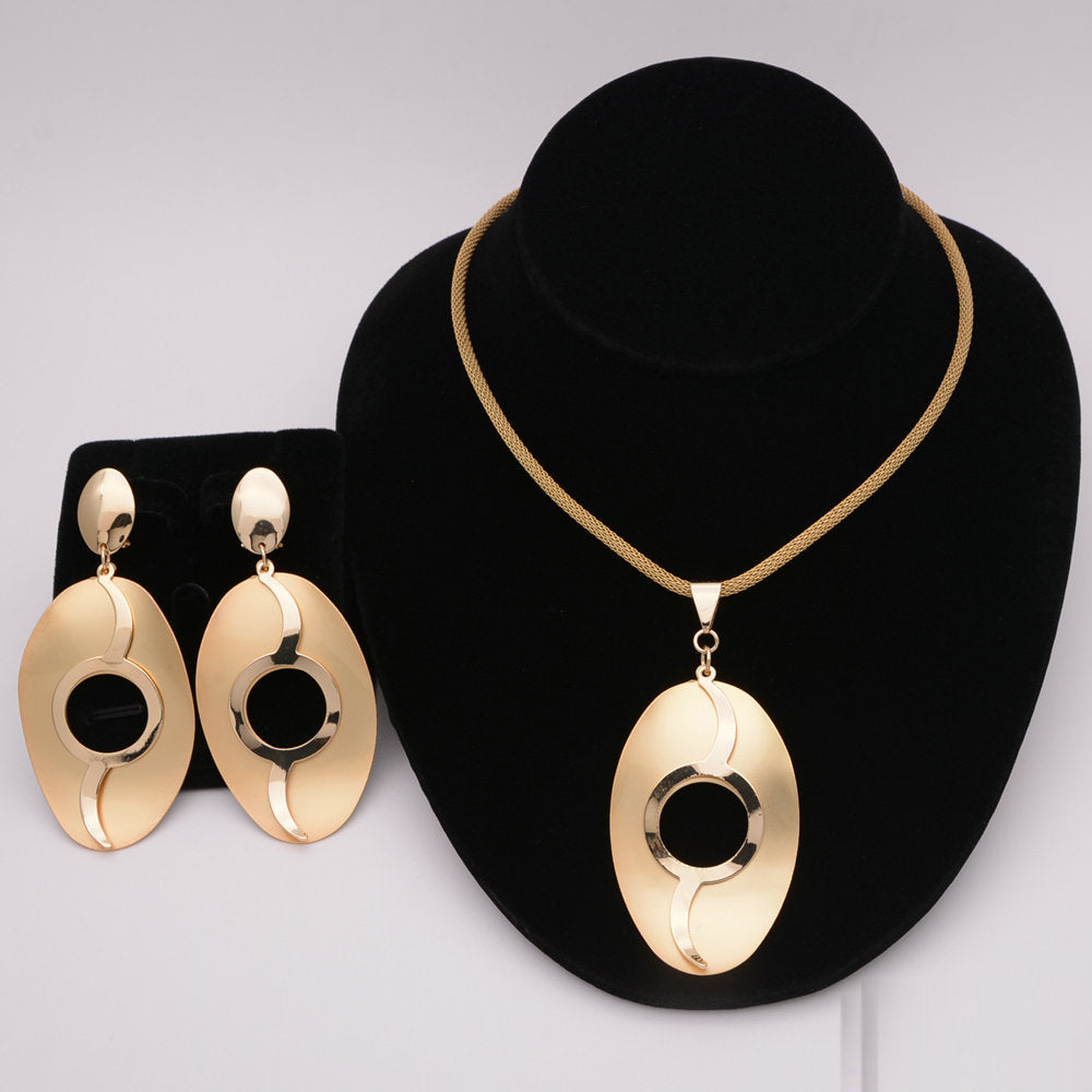 African Round Necklace Bracelet Dubai Gold Jewelry Sets