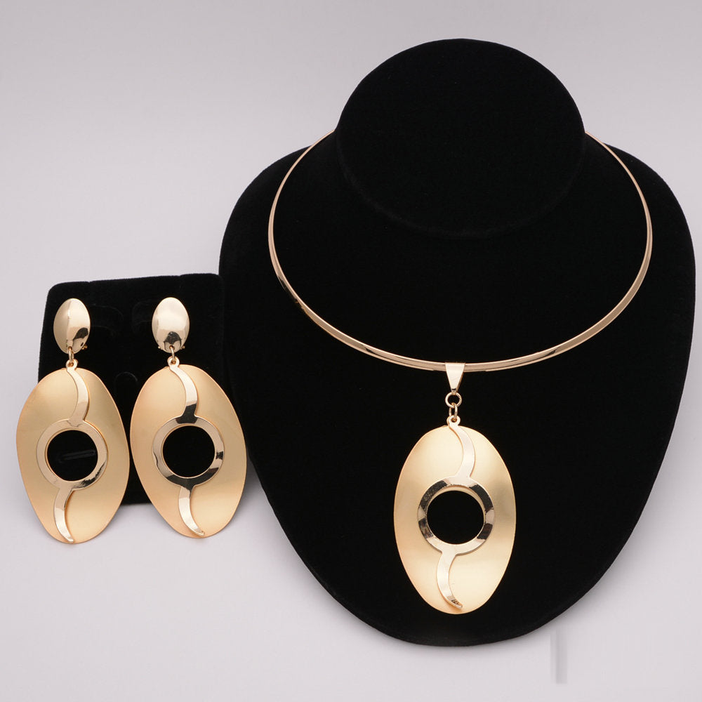 African Round Necklace Bracelet Dubai Gold Jewelry Sets