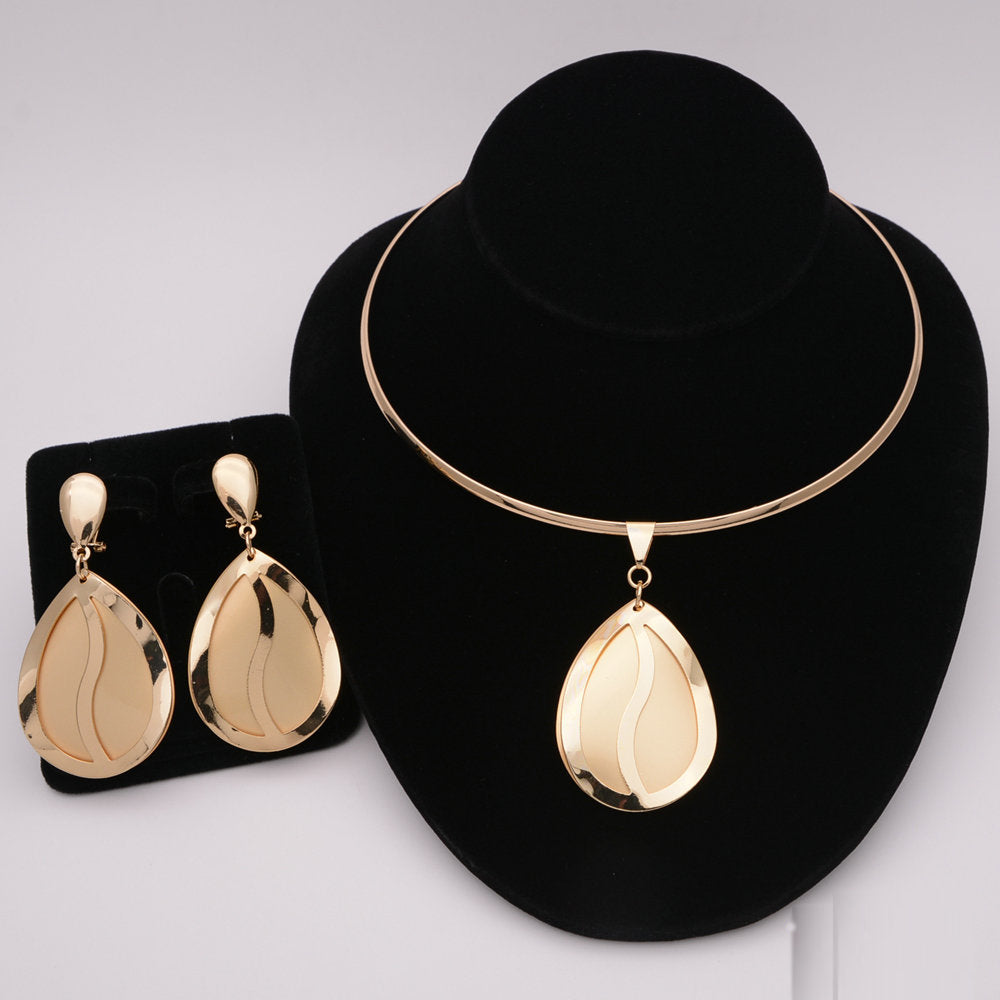 African Round Necklace Bracelet Dubai Gold Jewelry Sets