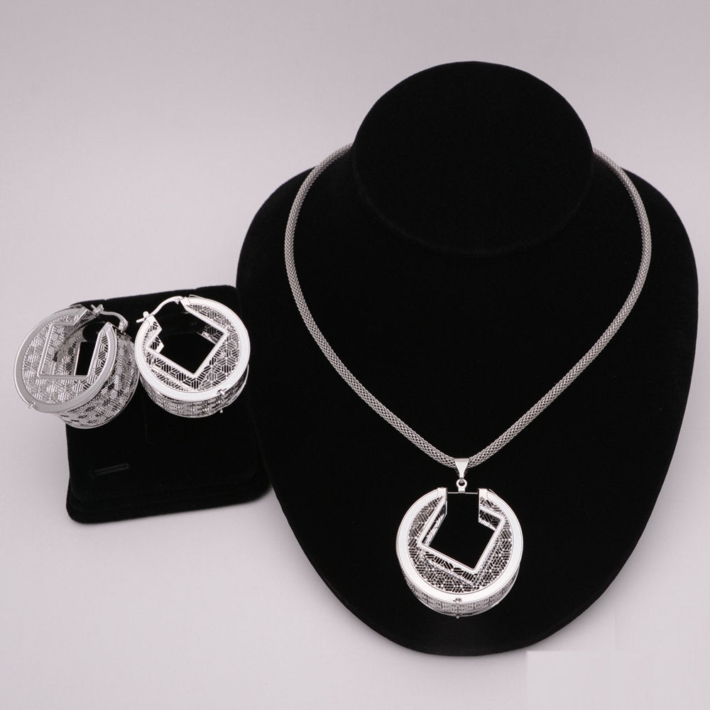 African Round Necklace Bracelet Dubai Gold Jewelry Sets