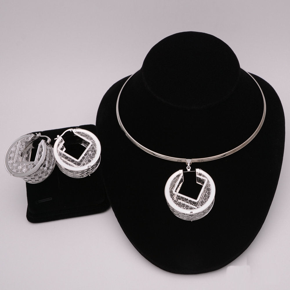 African Round Necklace Bracelet Dubai Gold Jewelry Sets