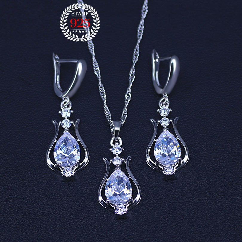 Fashion Beaded Necklace Drop Earring Ring 4 Pcs Bridal Costume Jewelry Sets
