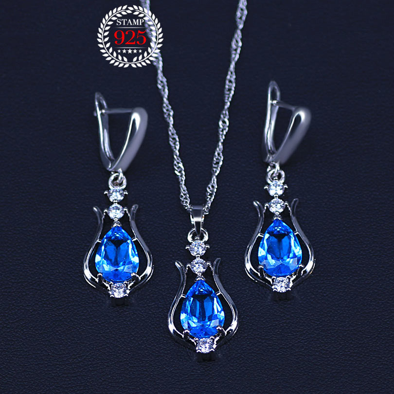 Fashion Beaded Necklace Drop Earring Ring 4 Pcs Bridal Costume Jewelry Sets