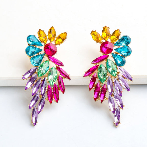 Pendientes de alas de diamantes de imitación de colores retro Pendientes de cristal