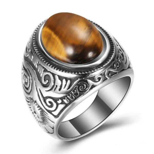 Vintage Inlaid Red Black Zircon Stone Rings