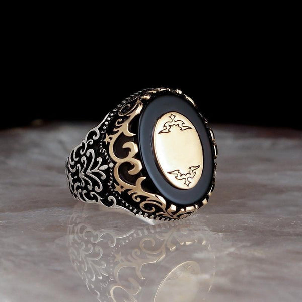Anillo turco vintage de plata hecho a mano para hombre