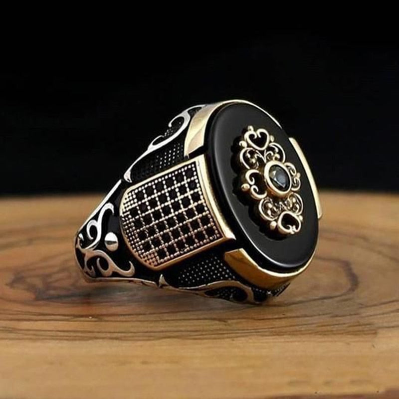 Vintage Turkish Handmade Silver Color Ring For Men